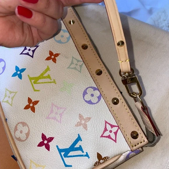 Authentic Louis Vuitton x Murakami Multicolor Pochette White NEW RE-LEATHER! - Picture 3 of 7